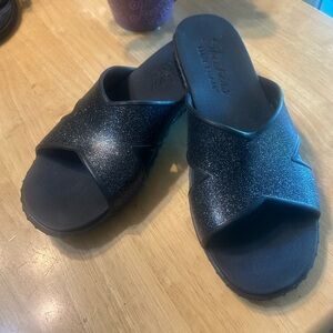 Skechers Black Glitter Sandals Size 10